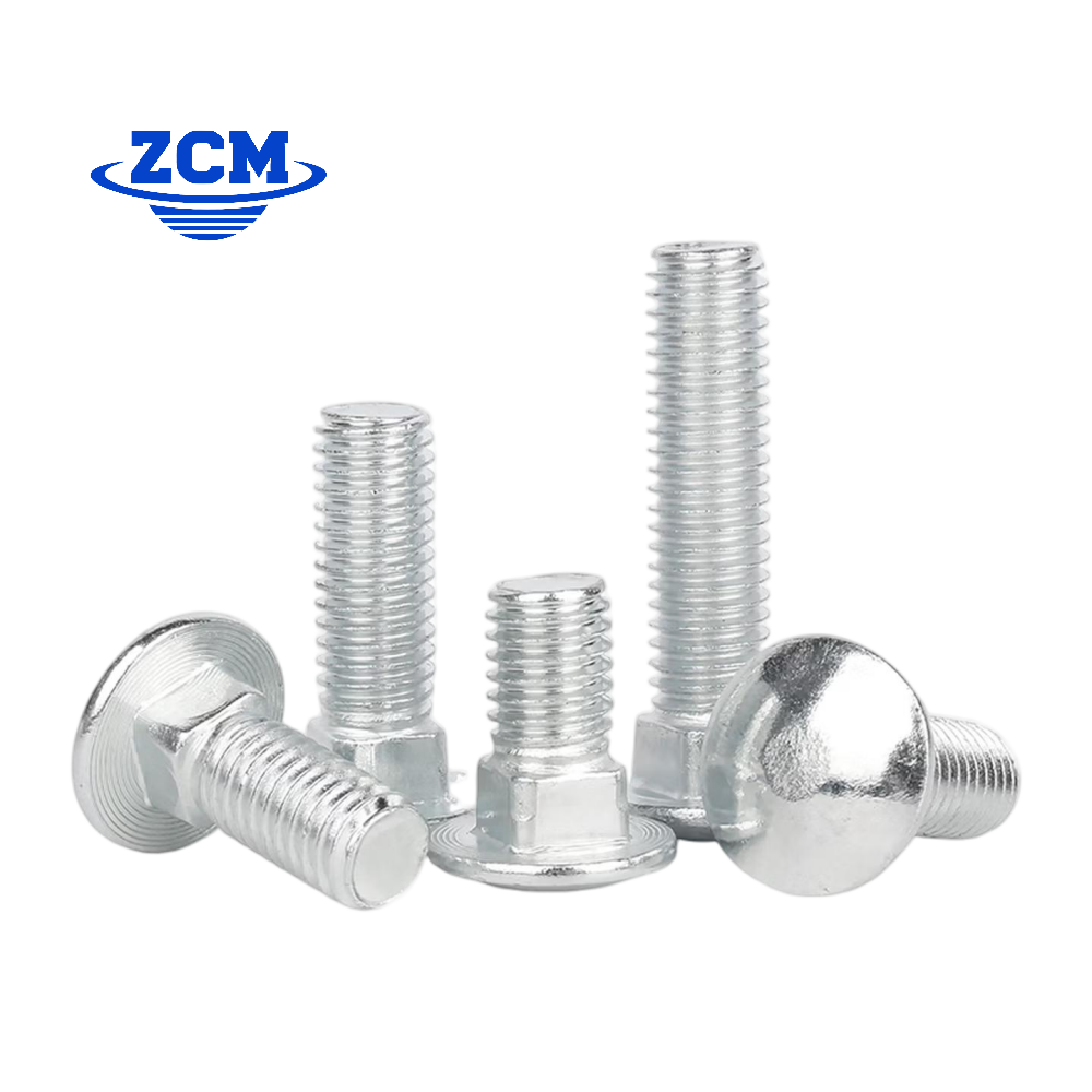 Zinc plated carriage bolts showing round head and square neck by ZCM