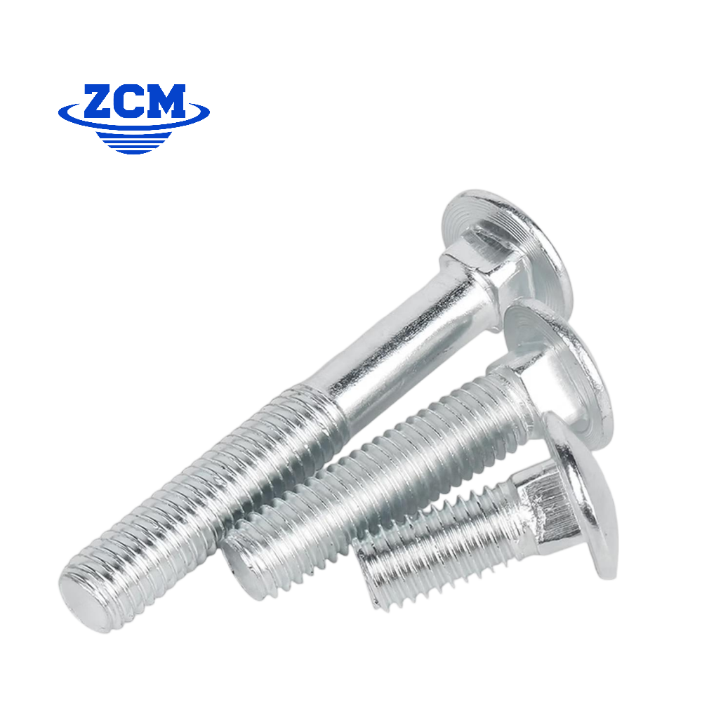 Large zinc plated carriage bolts close-up by ZCM