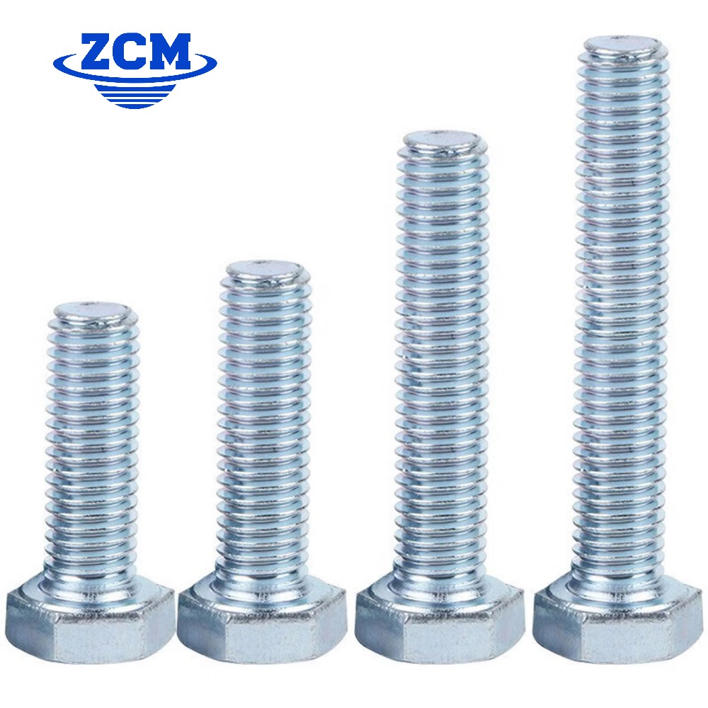Zinc plated hex bolts in ascending sizes standing upright by ZCM