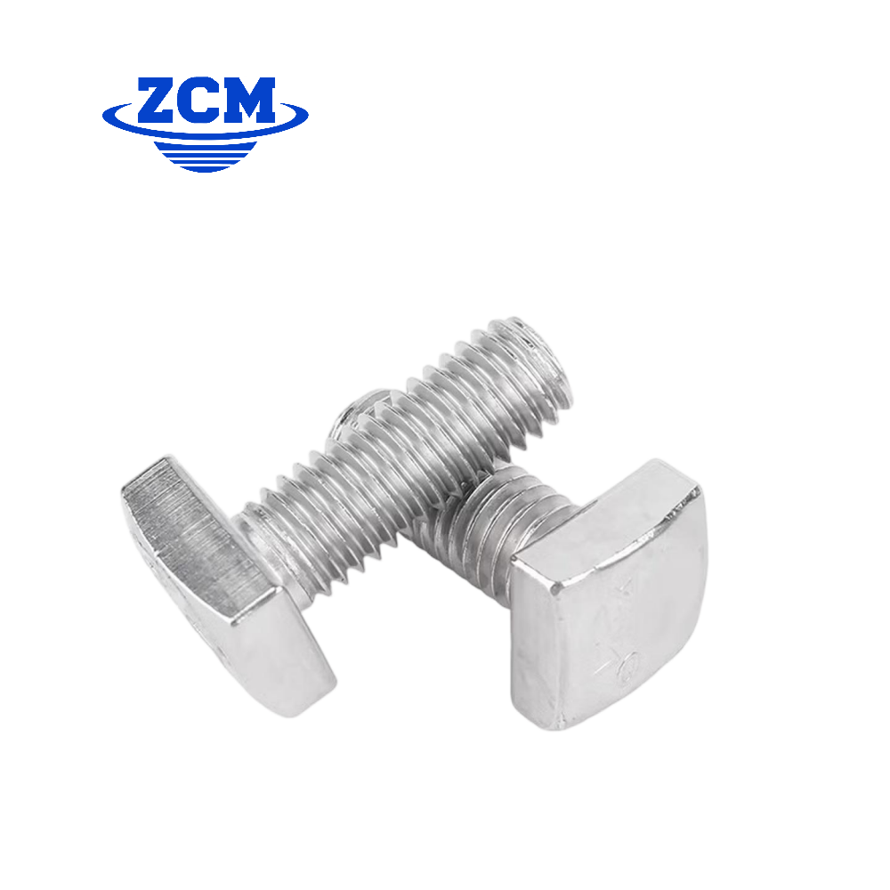 Two square head bolts crossed at angle showing thread detail by ZCM