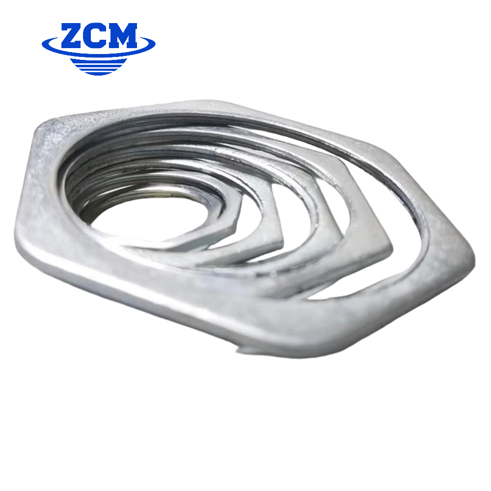 Multiple thin hex nuts nested in ascending sizes by ZCM